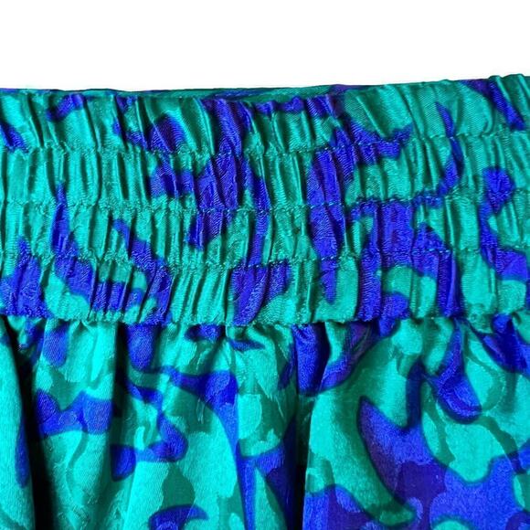 100% Silk Midi Skirt Vintage in Teal Green and Purple Size 10 - Picture 6 of 12